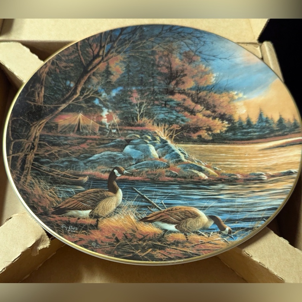 Afternoon Glow 9 1/2 Decorative Plate with Geese and Autumn Scene